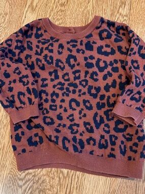 Baby GAP Brown & Black Leopard Crewneck Sweater Sz 12-18 months 100% cotton